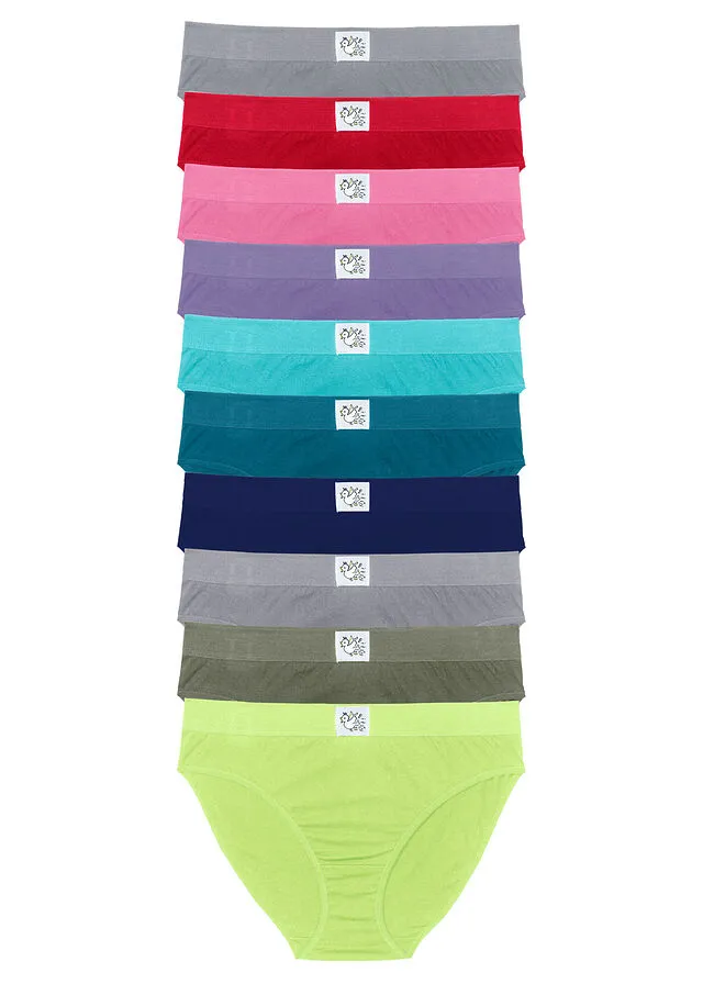 10 PACK WOMEN'S UNDERWEAR  ASSORTED COLORS + LIGHT GRAY HEATHER