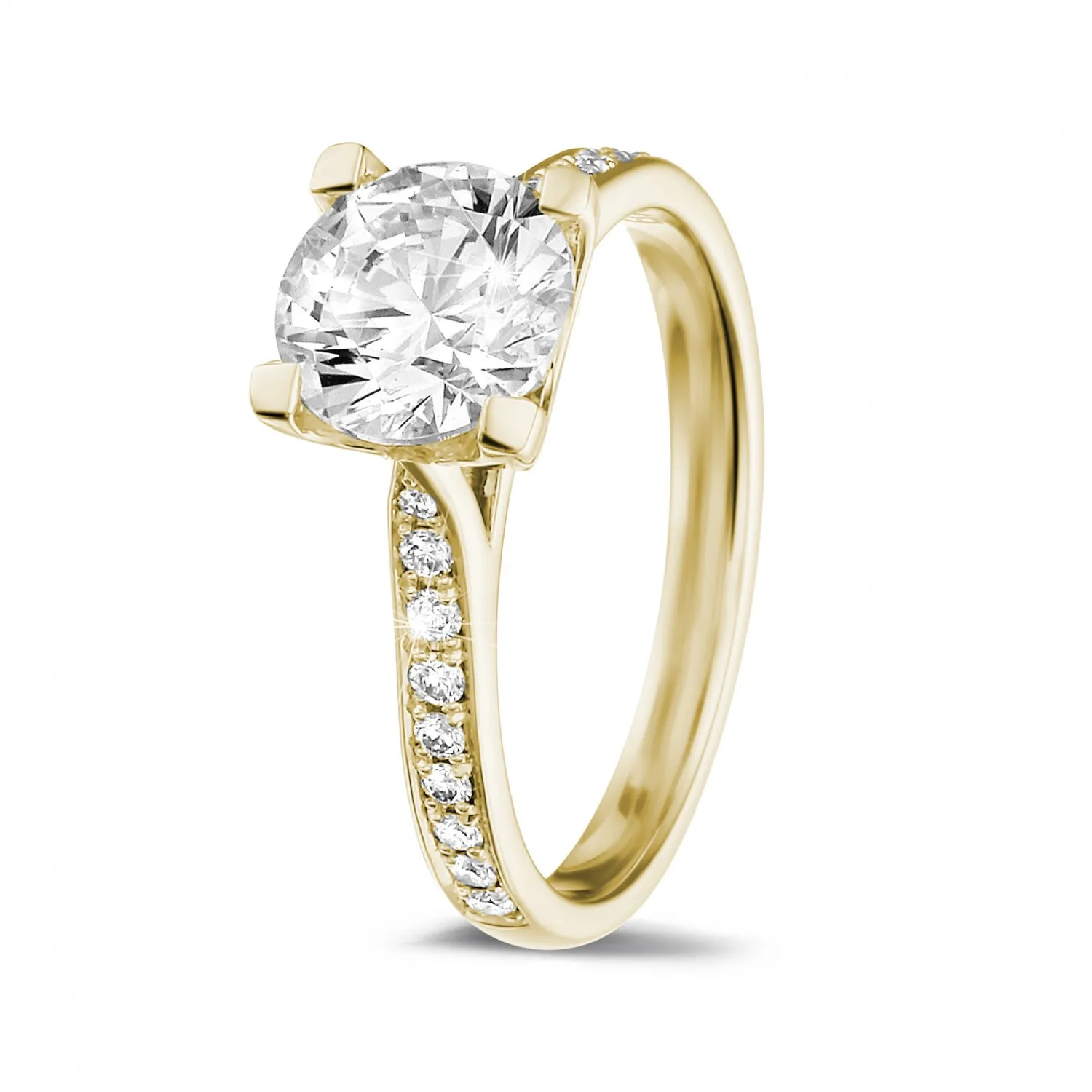 1.50 ct yellow gold solitaire diamond ring with side diamonds