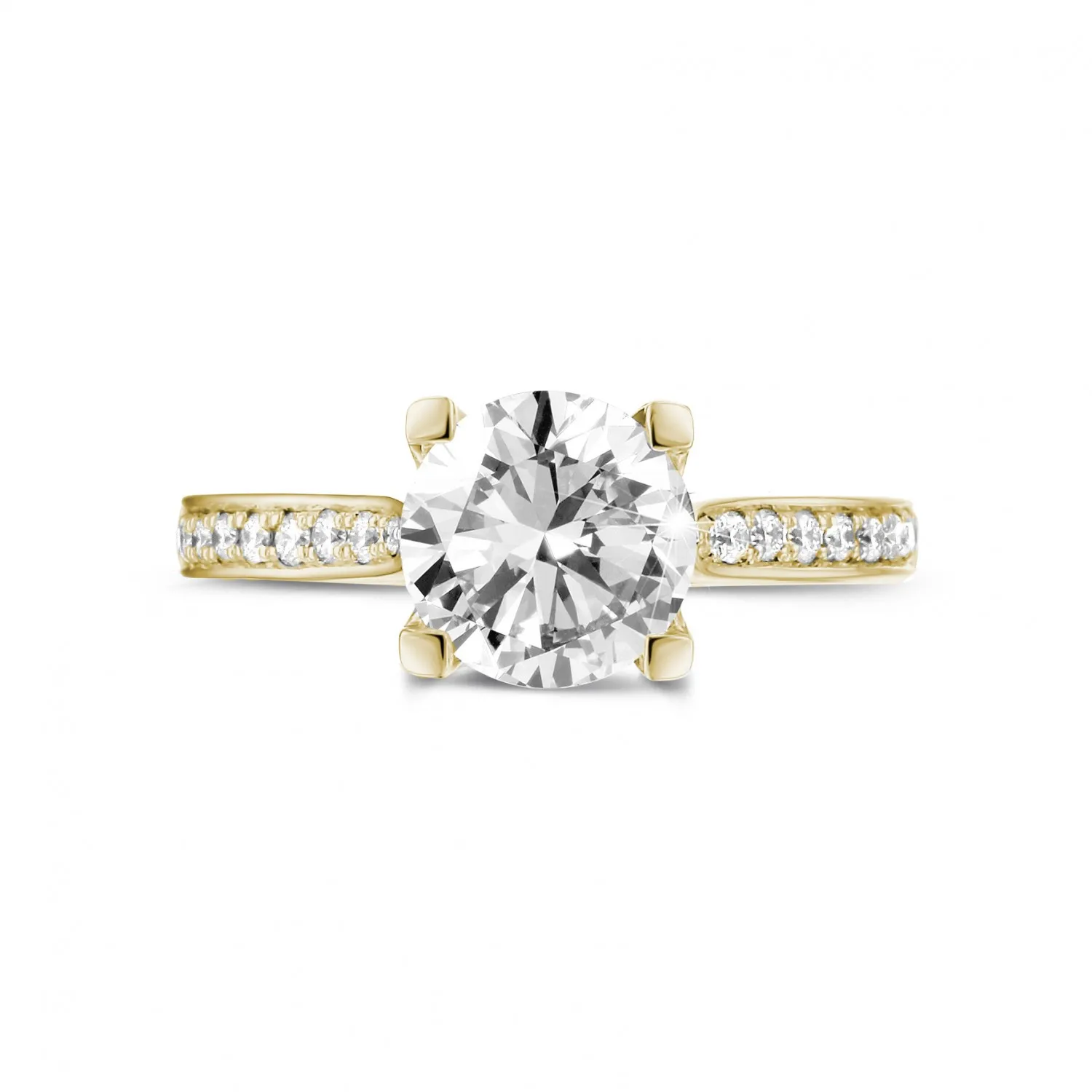 1.50 ct yellow gold solitaire diamond ring with side diamonds
