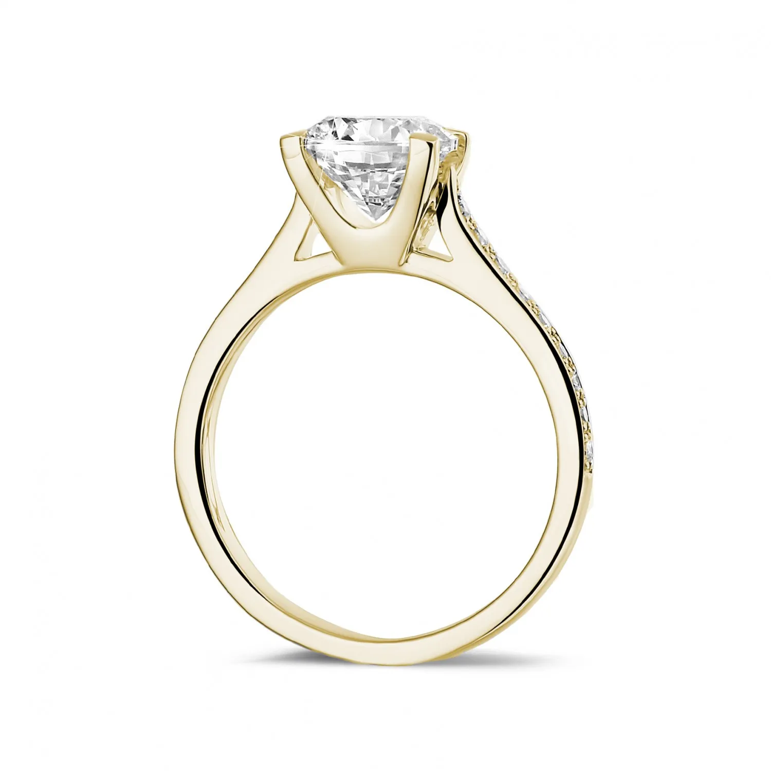 1.50 ct yellow gold solitaire diamond ring with side diamonds