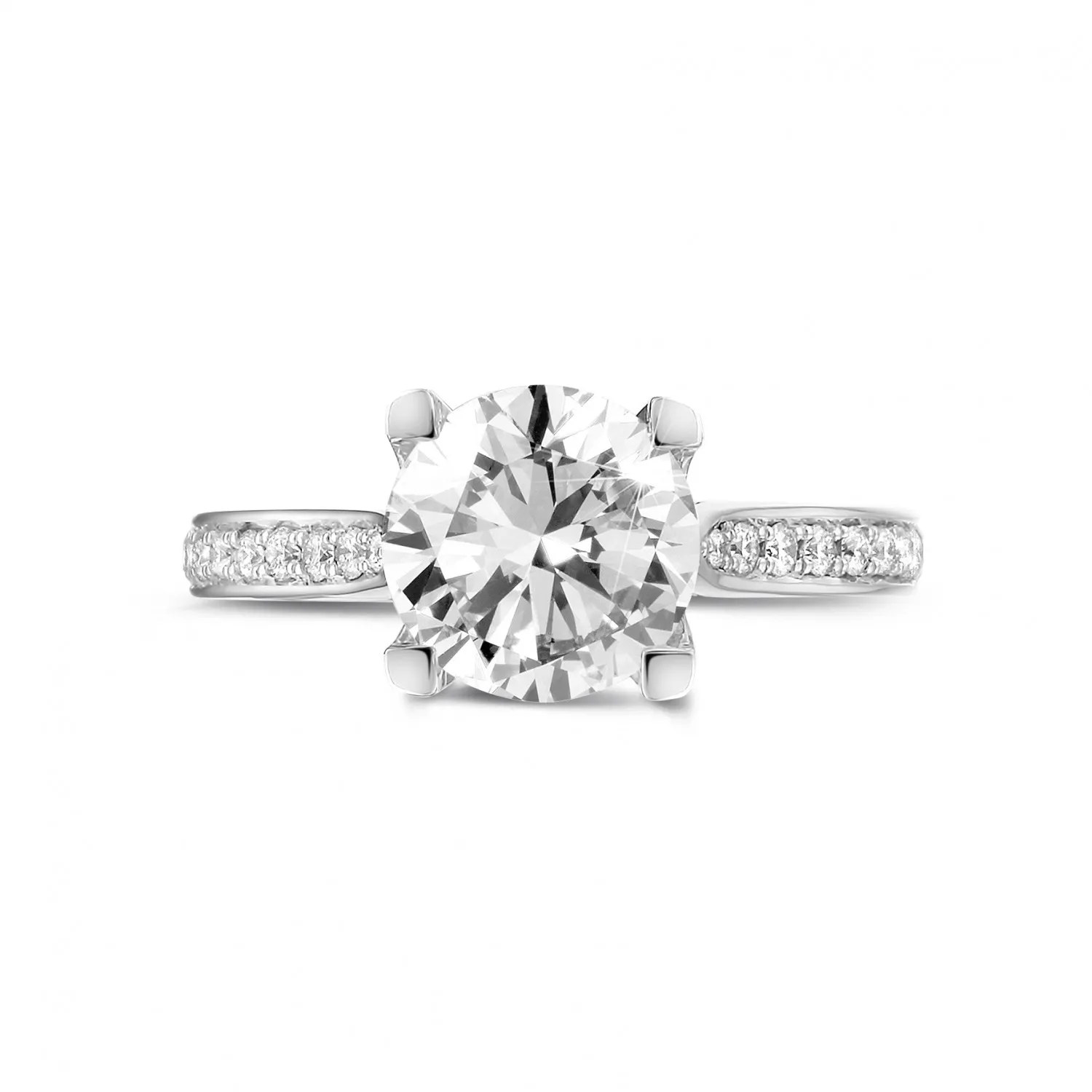 2.00 quilates anillo diamante solitario en oro blanco con diamantes laterales