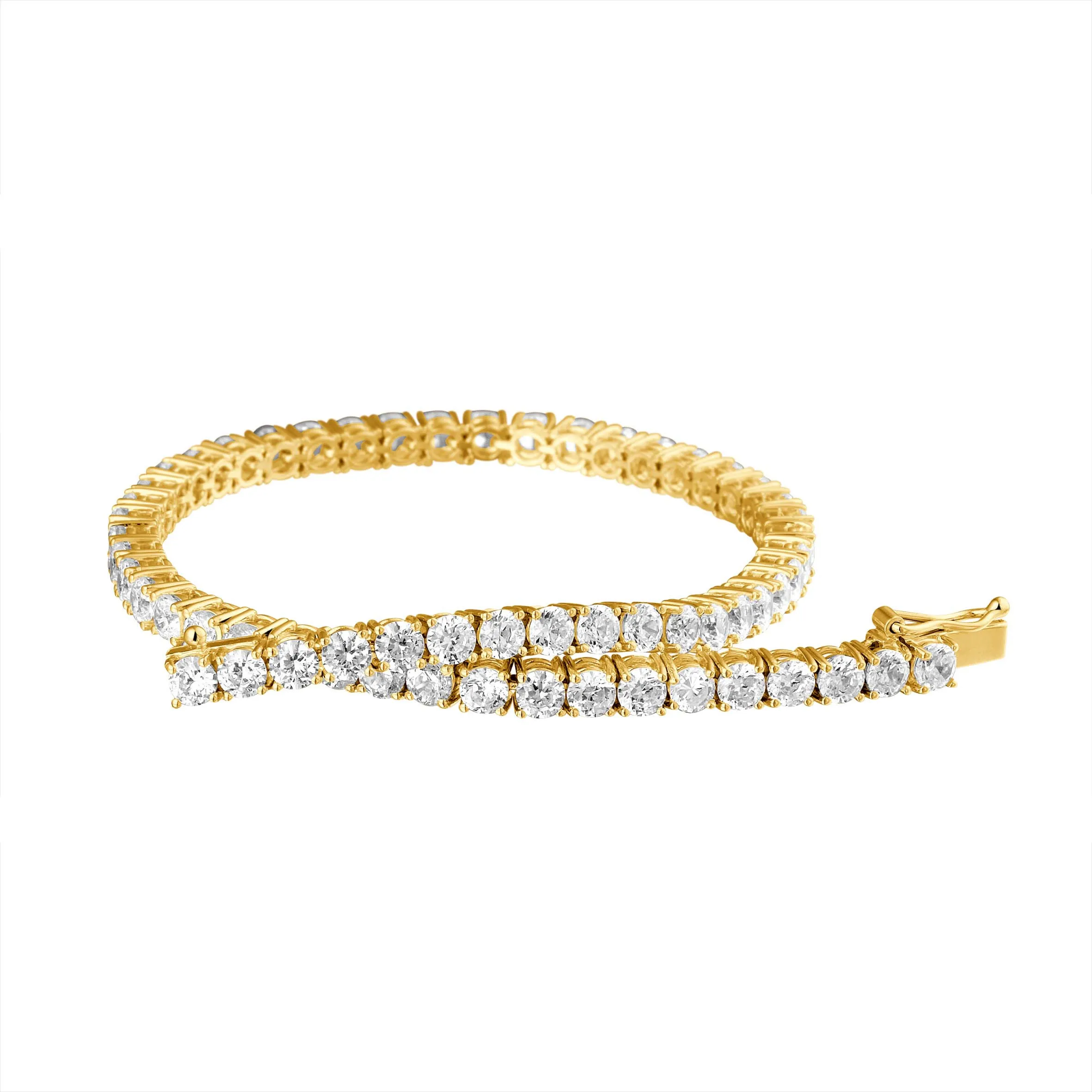 8.40 quilates pulsera con diamantes rivièra en oro amarillo