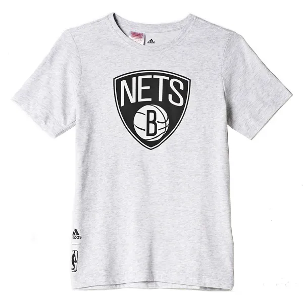 ADIDAS NBA FANWEAR LOGO BROOKLYN NETS GRAY TSHIRT FOR KIDS