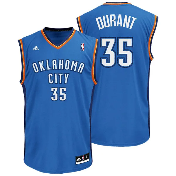 ADIDAS KEVIN DURANT OKLAHOMA THUNDER REPLICA BLUE TSHIRT