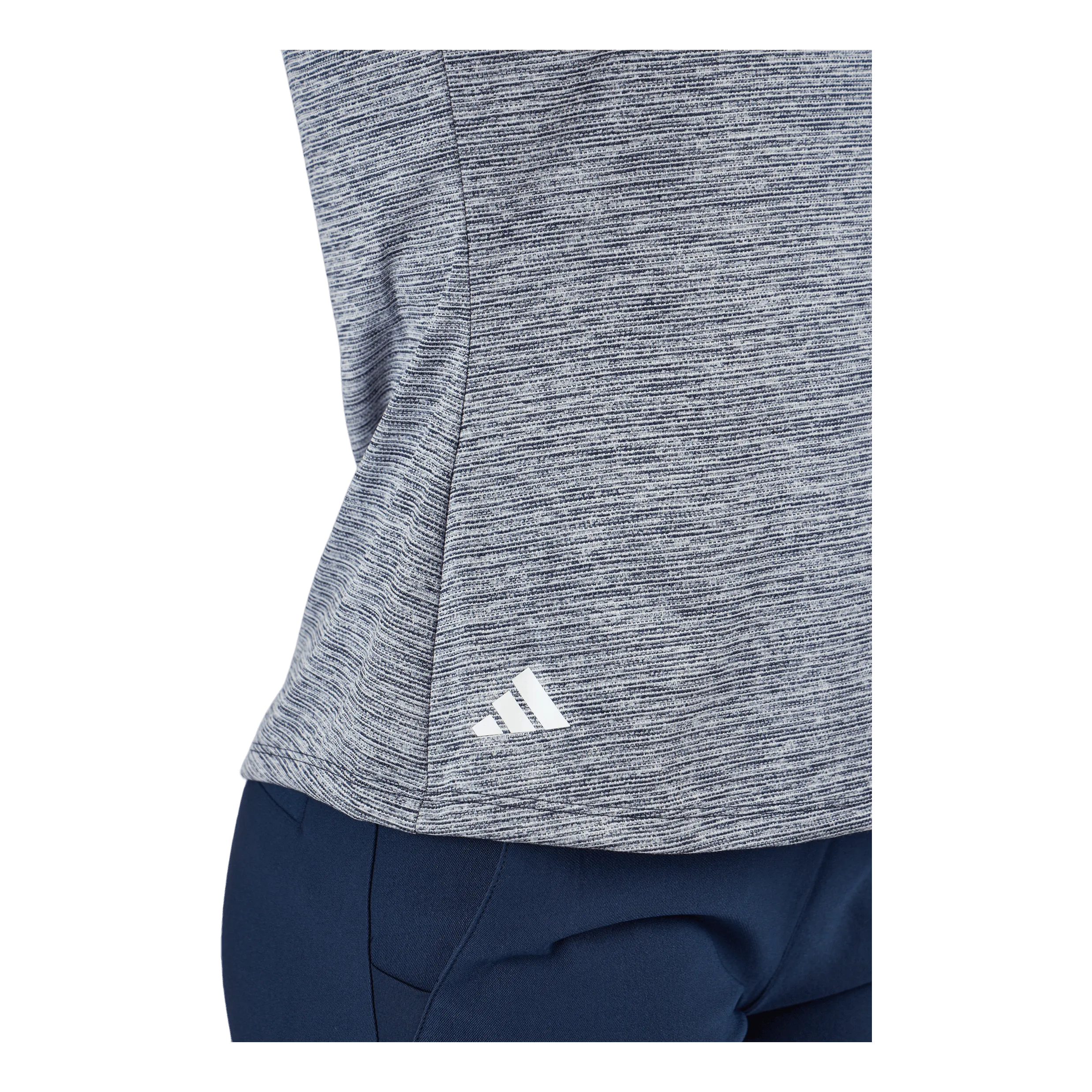 ADIDAS ESSENTIALS HEATHERED MOCKNECK SLEEVELESS GOLF POLO SHIRT COLLEGIATE NAVY