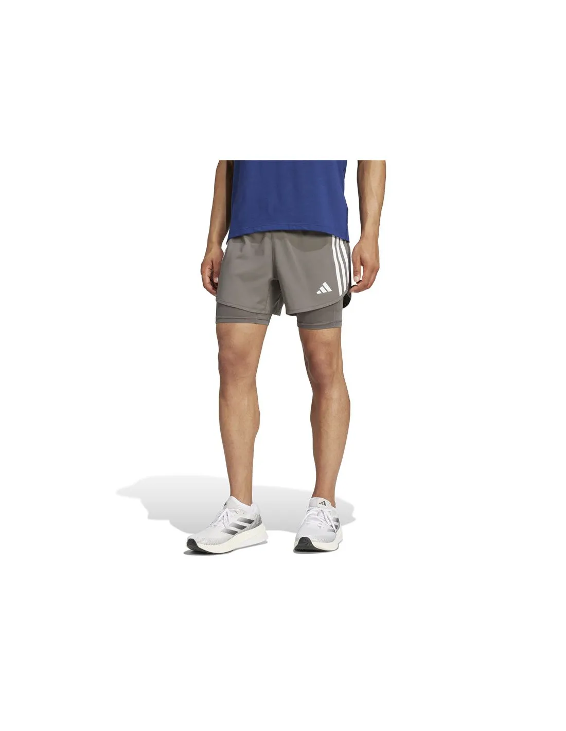ADIDAS OWN THE RUN 3 BANDAS 2IN1 RUNNING PANTS FOR MEN  CHARCOAL