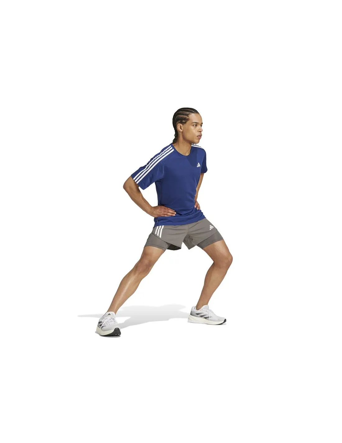 ADIDAS OWN THE RUN 3 BANDAS 2IN1 RUNNING PANTS FOR MEN  CHARCOAL