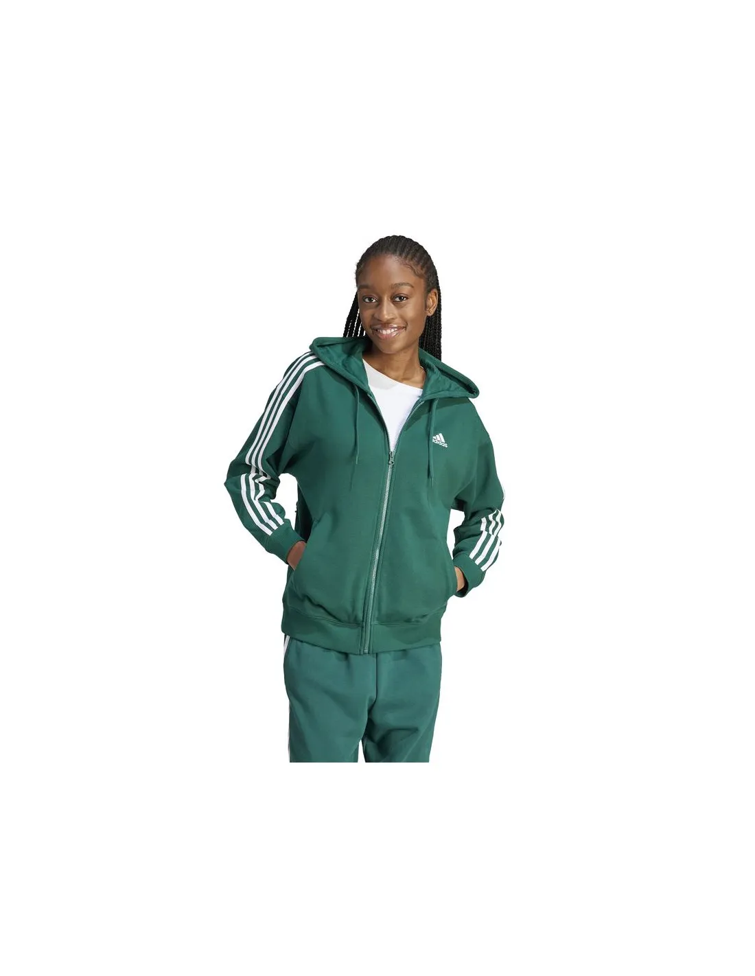 adidas Women's 3S Full Zip Hooded Sweatshirt