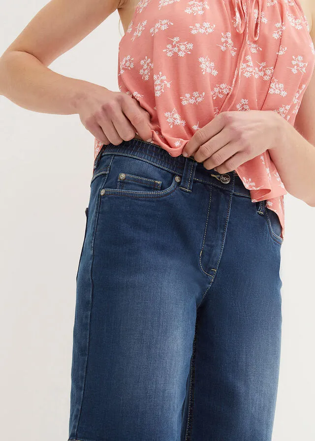 Dark Denim Stretch Waist Comfort Bermuda Shorts