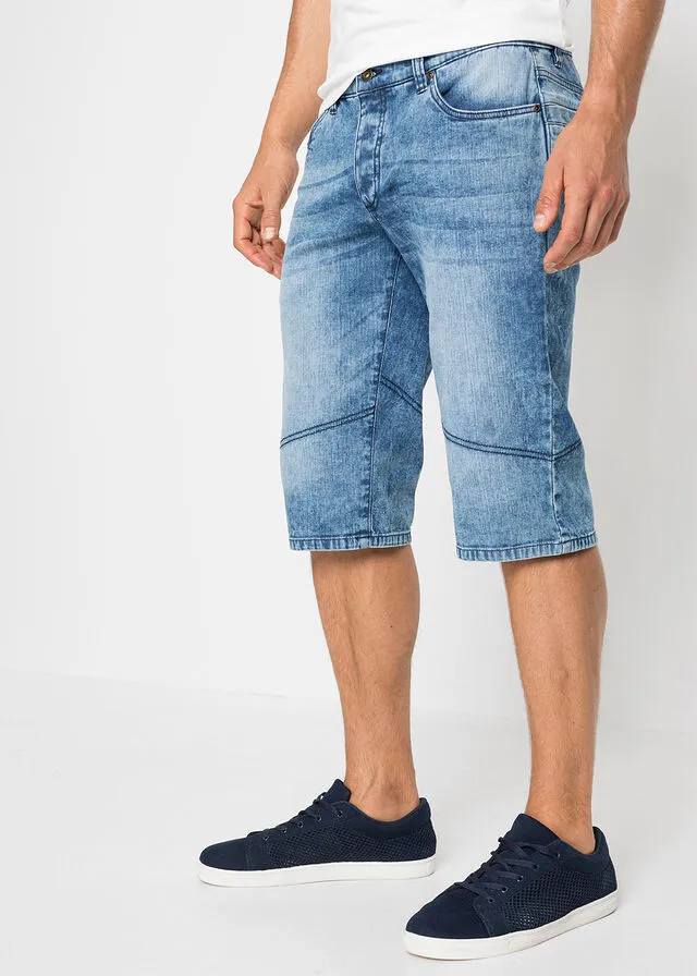 Denim Elastische Regular Fit Bermuda Shorts