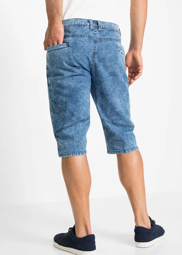 Denim Elastische Regular Fit Bermuda Shorts