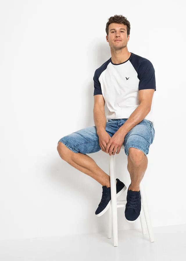 Denim Elastische Regular Fit Bermuda Shorts