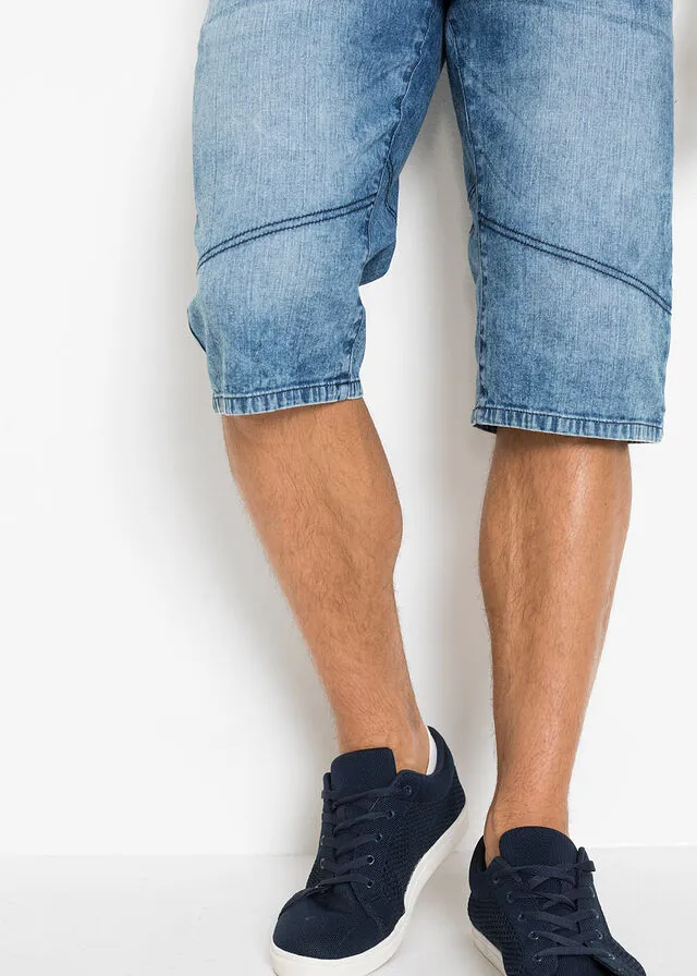 Denim Elastische Regular Fit Bermuda Shorts