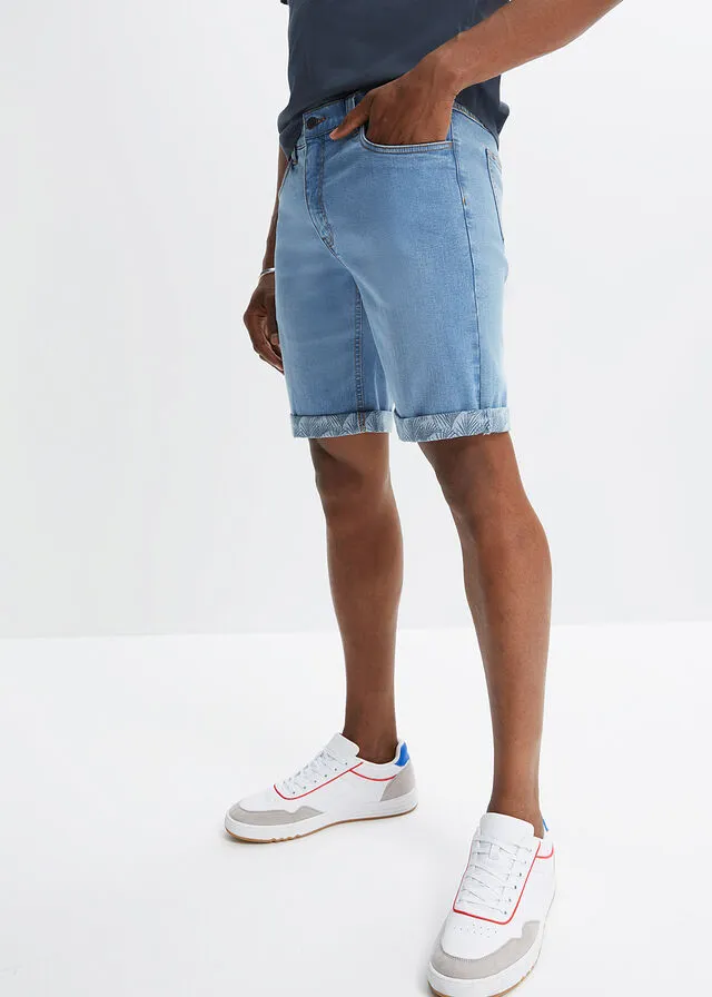 Light Denim Regular Fit Stretchy Bermuda Shorts