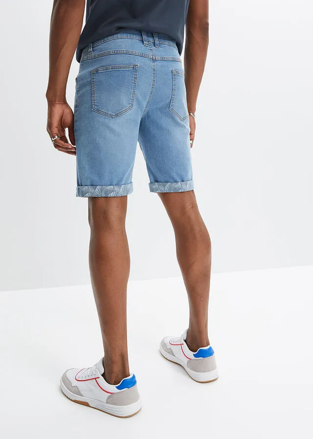 Light Denim Regular Fit Stretchy Bermuda Shorts
