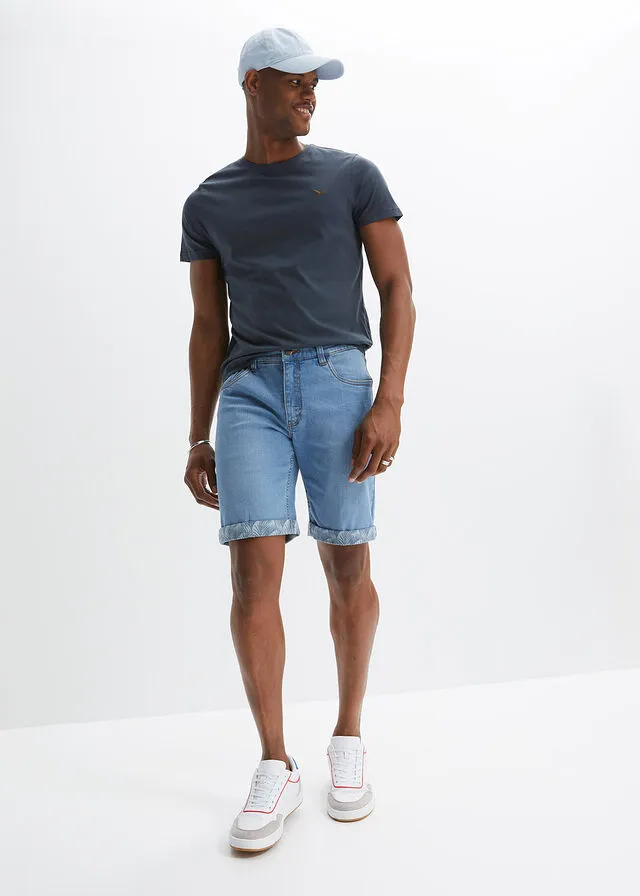 Light Denim Regular Fit Stretchy Bermuda Shorts