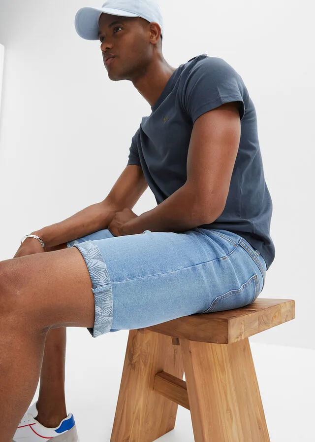 Light Denim Regular Fit Stretchy Bermuda Shorts