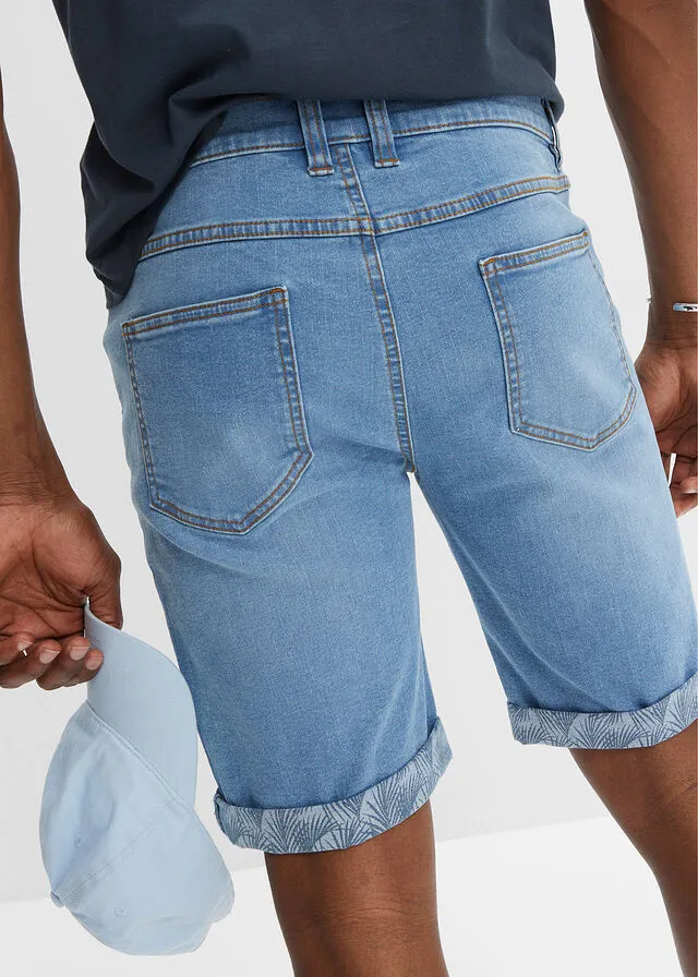 Light Denim Regular Fit Stretchy Bermuda Shorts