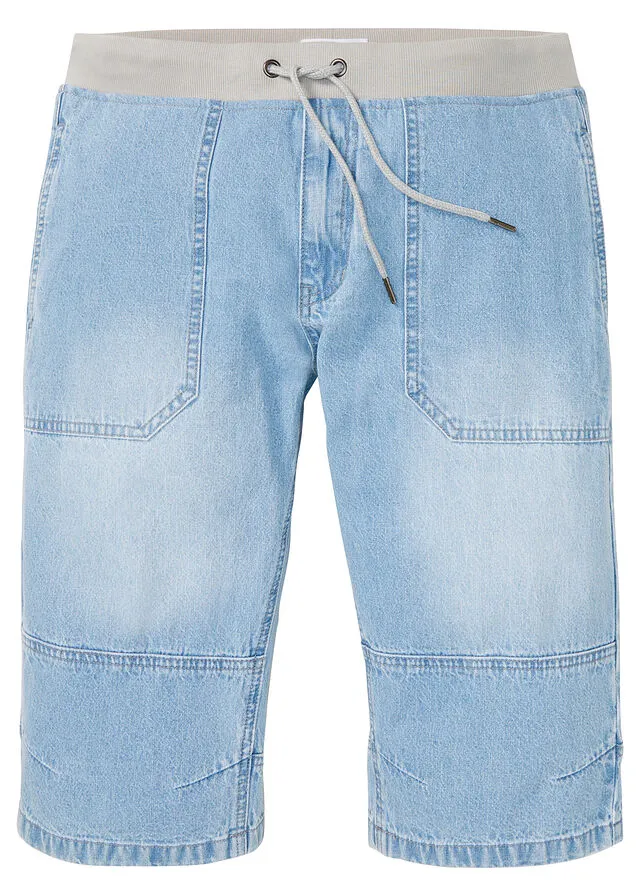 Light Denim Loose Fit Long Bermuda Shorts