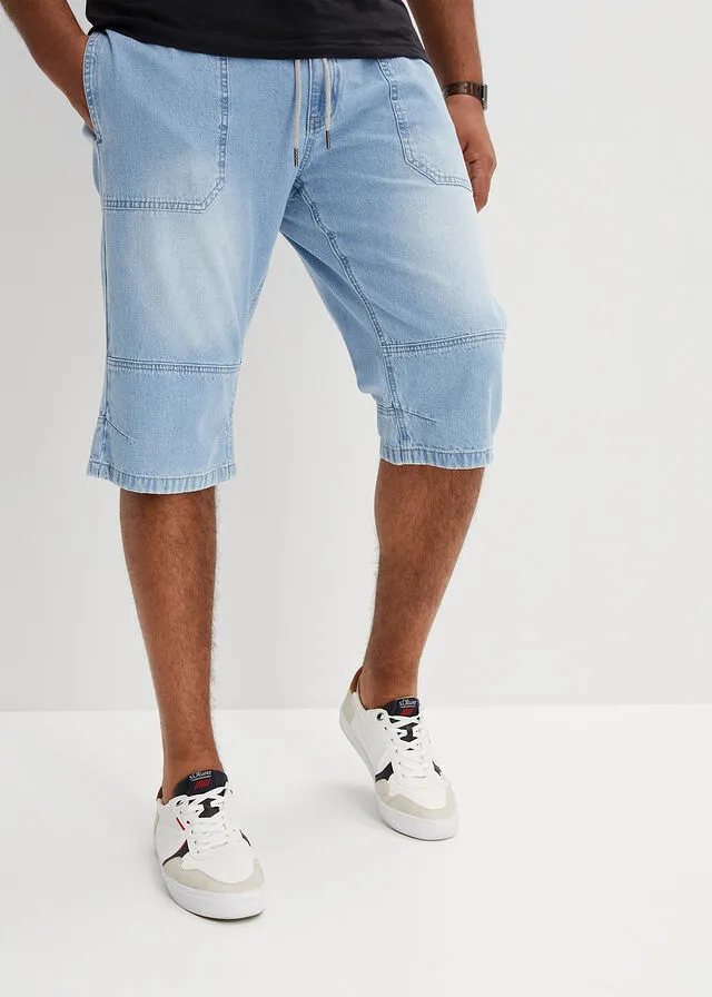 Light Denim Loose Fit Long Bermuda Shorts