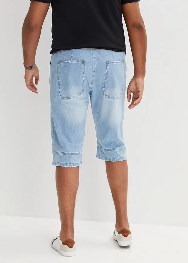 Light Denim Loose Fit Long Bermuda Shorts