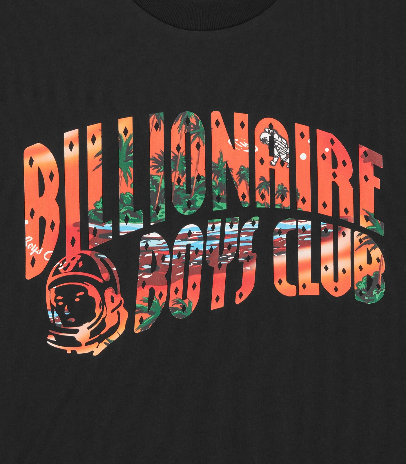 BILLIONAIRE BOYS CLUB TROPICAL ISLAND FILL ARCH LOGO BLACK TSHIRT