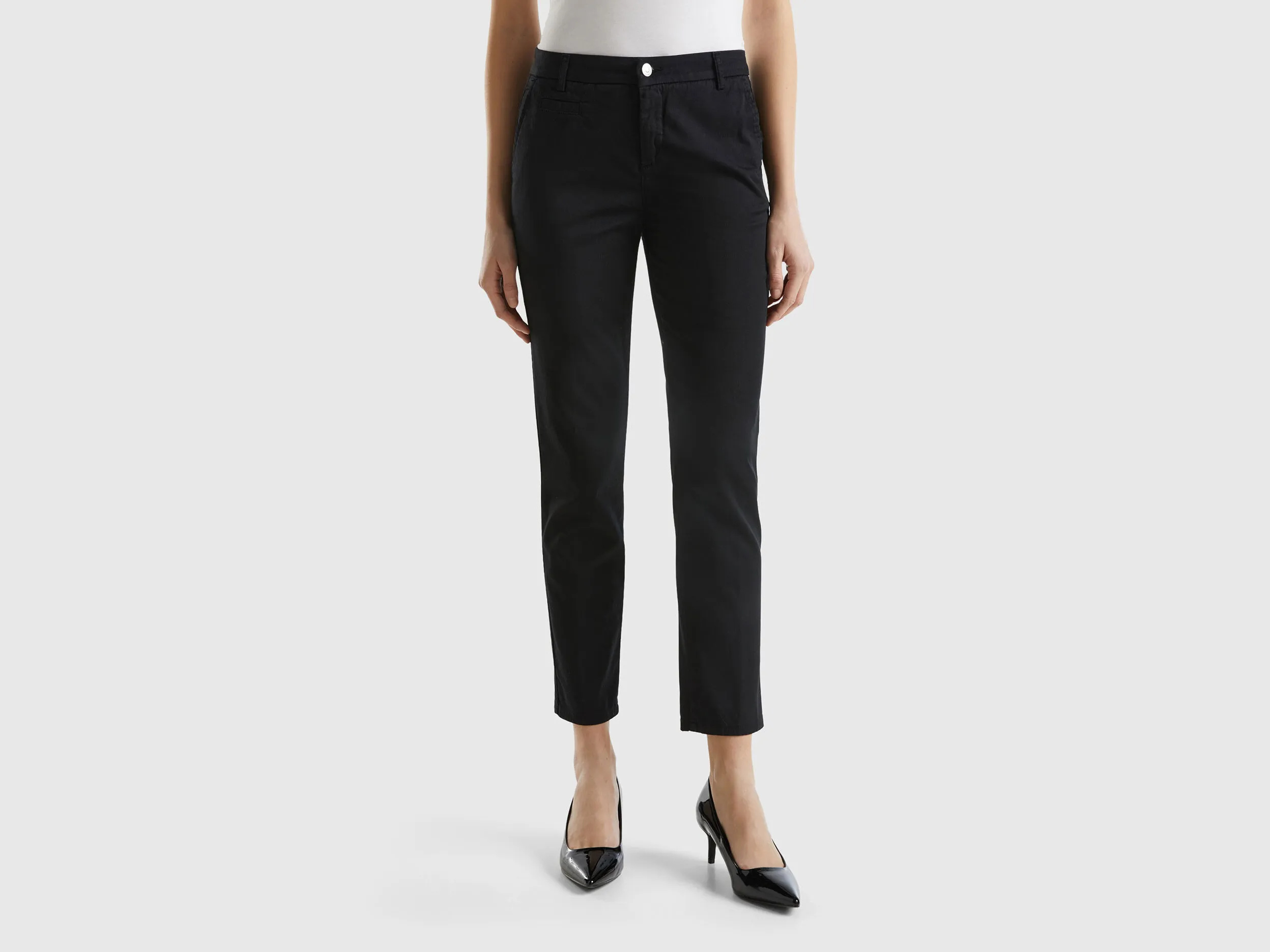 black cotton slim fit chinos