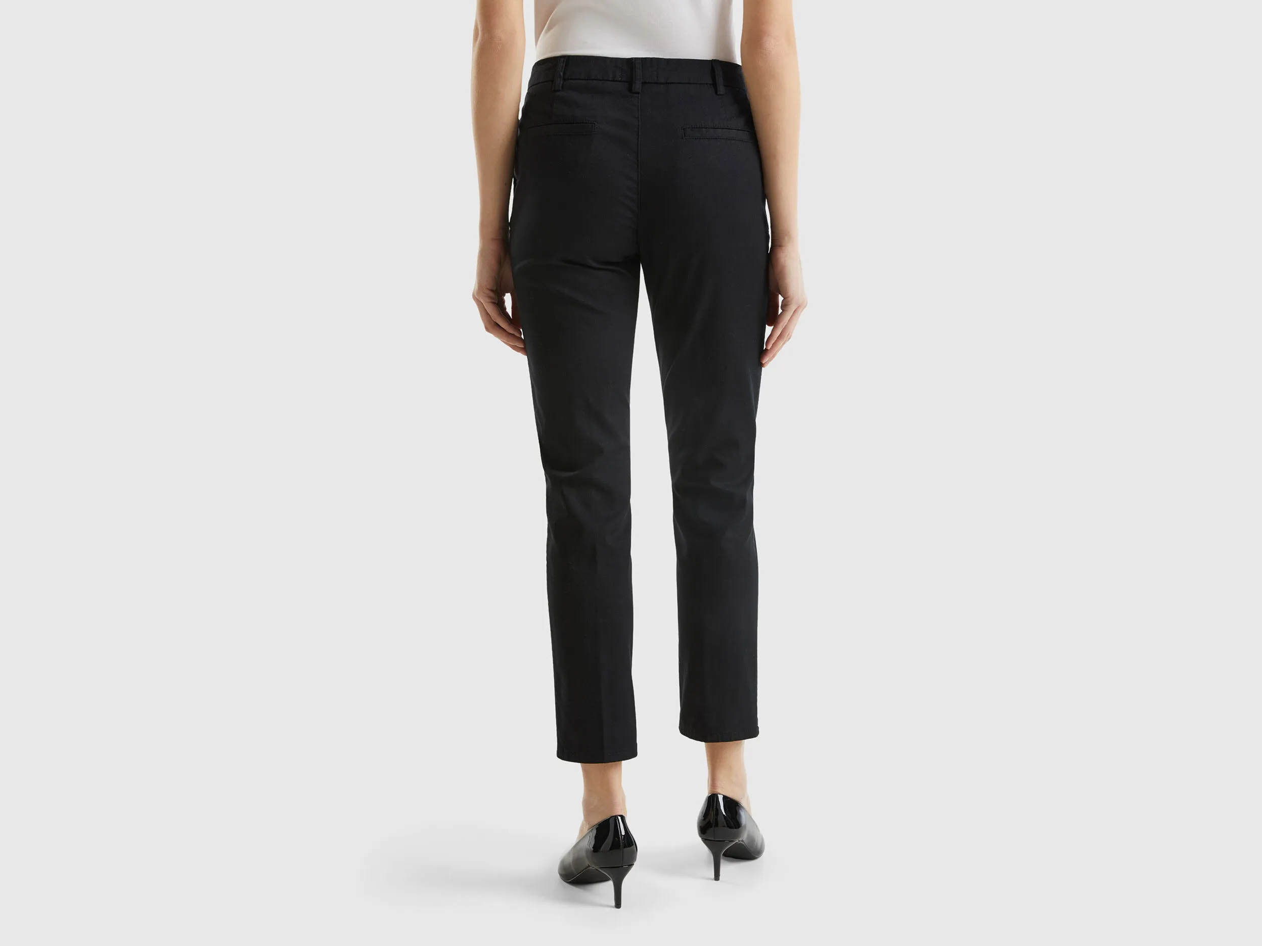 black cotton slim fit chinos