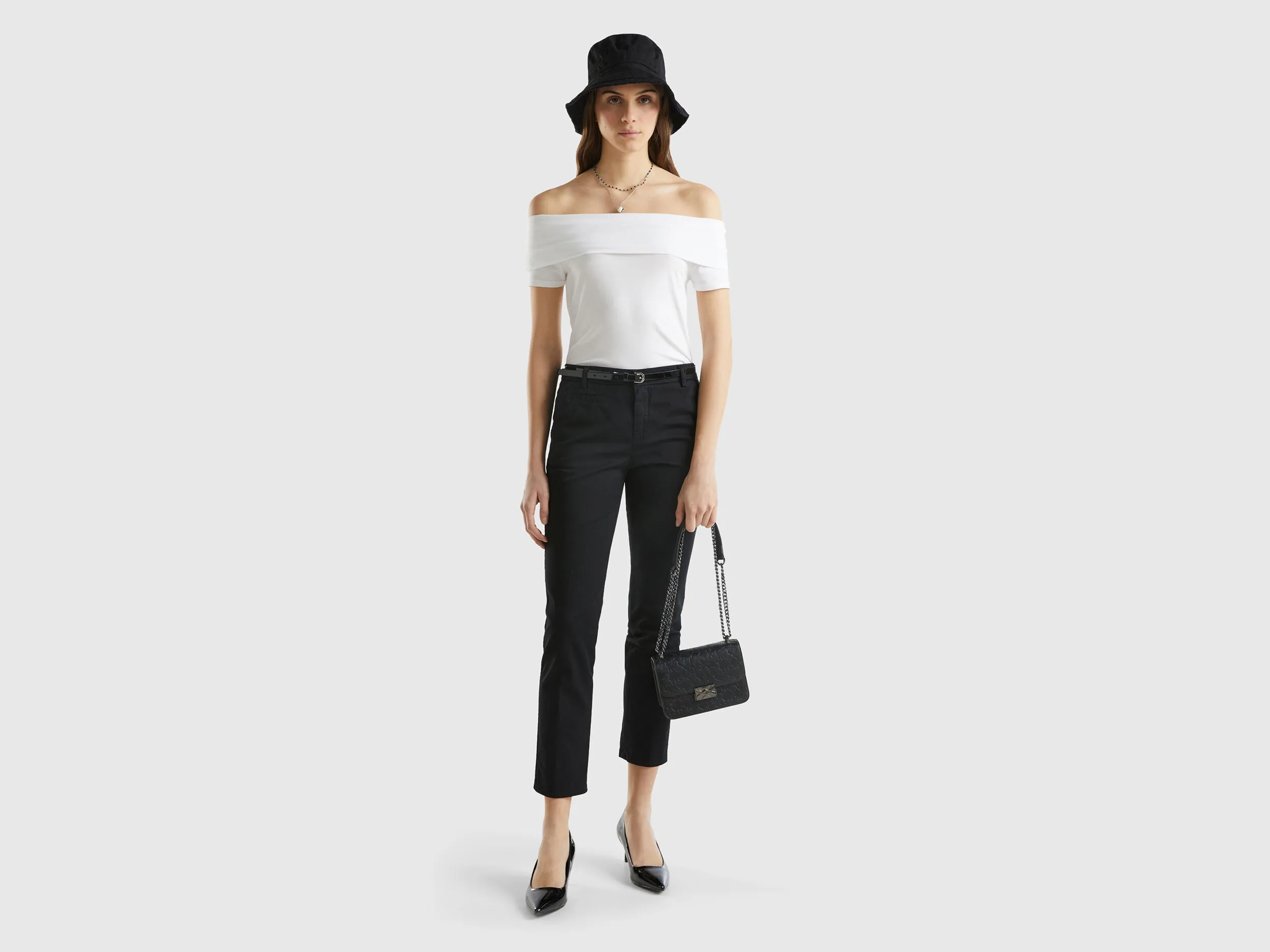 black cotton slim fit chinos
