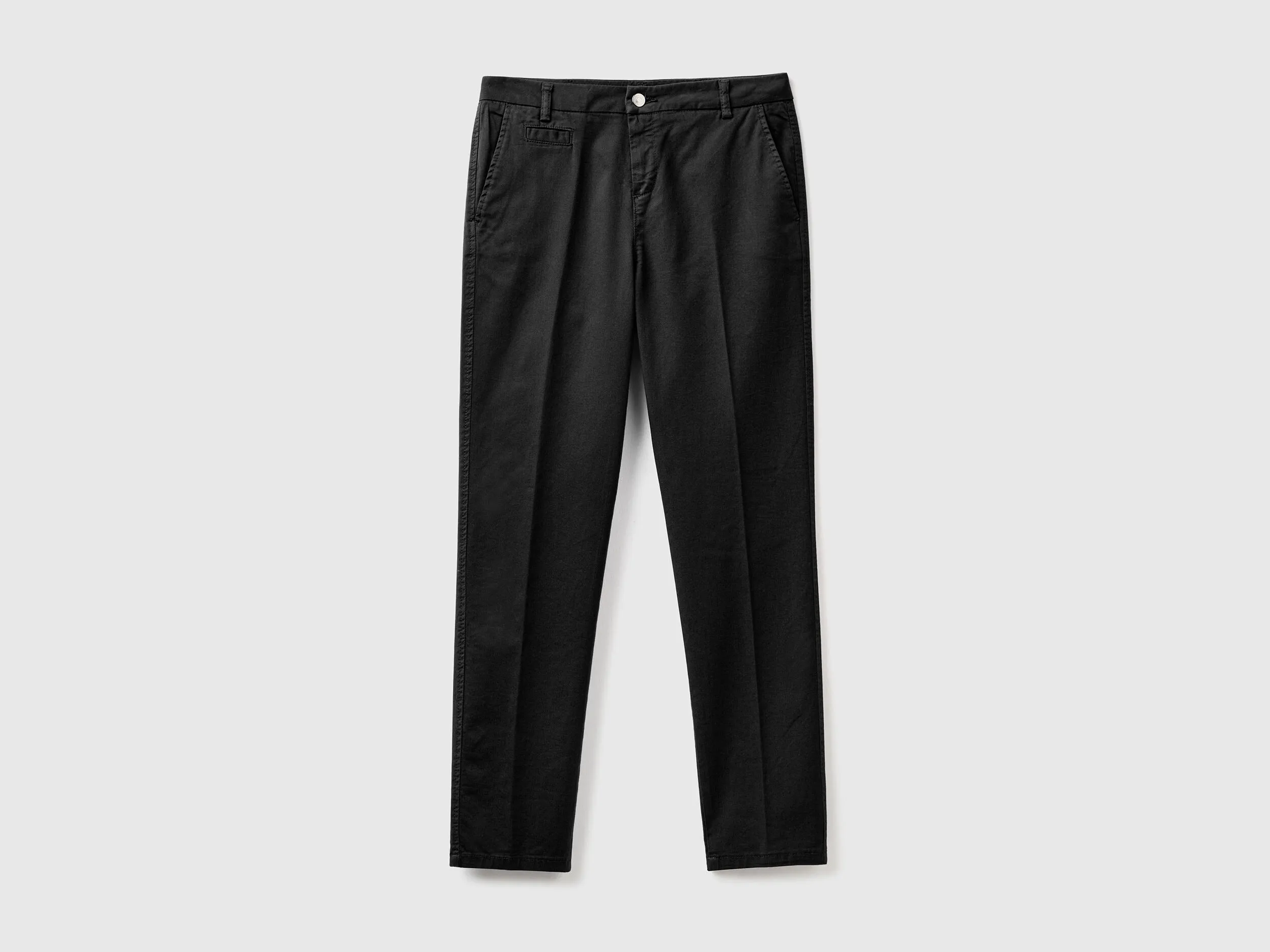 black cotton slim fit chinos