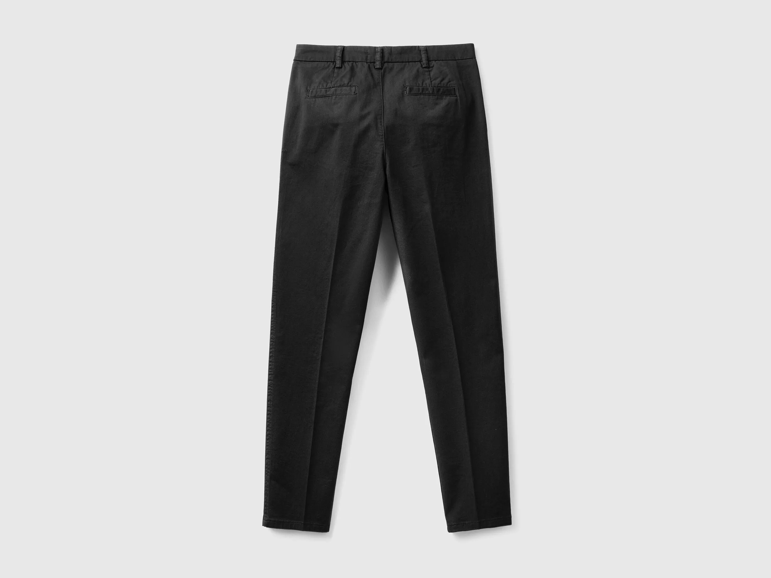 black cotton slim fit chinos