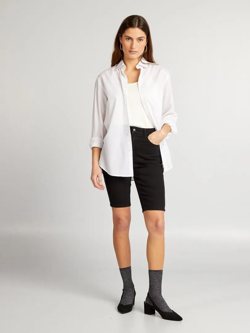 Black denim bermuda shorts