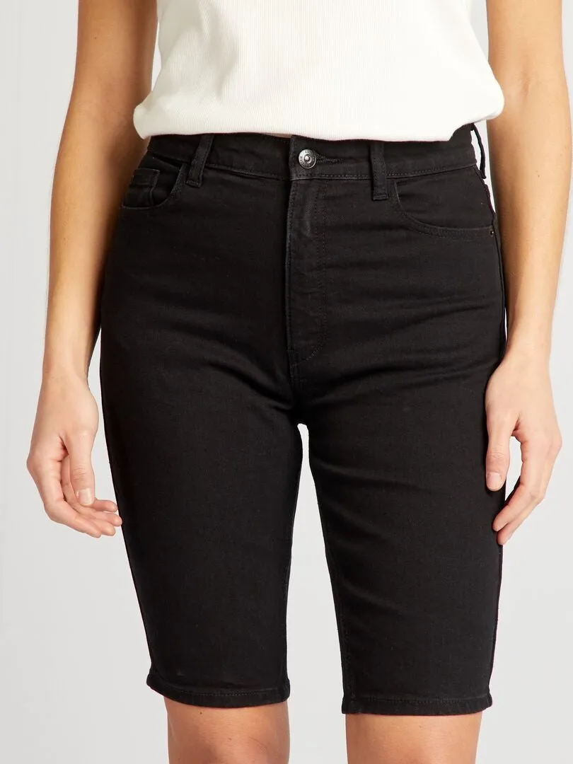 Black denim bermuda shorts