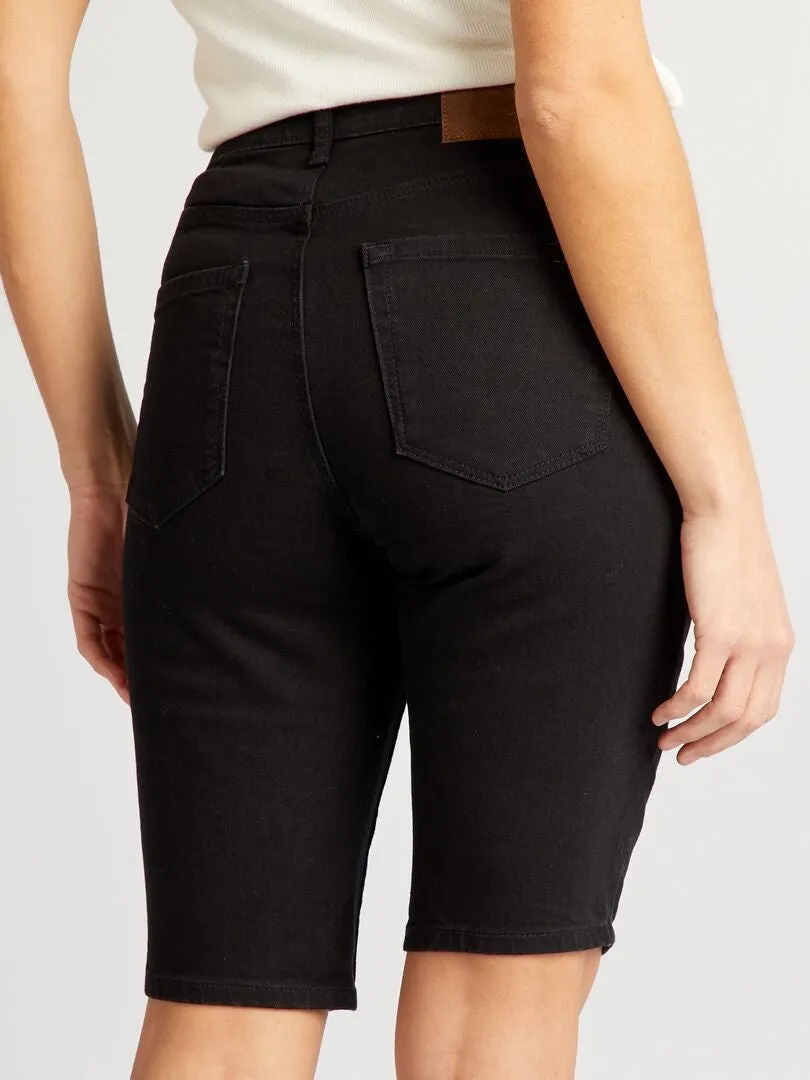 Black denim bermuda shorts