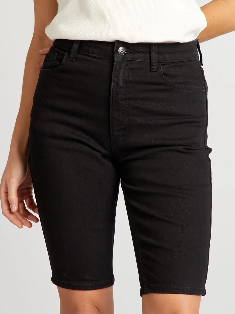 Black denim bermuda shorts