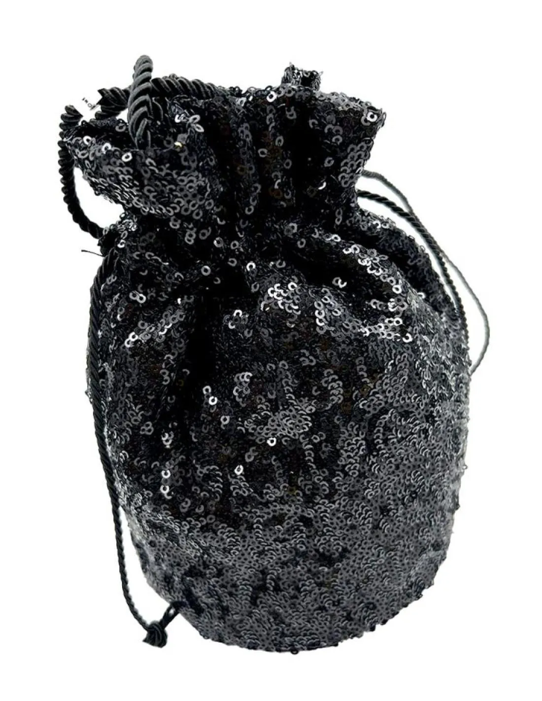 Black party bags sequin candy boxes for weddings and evenings.