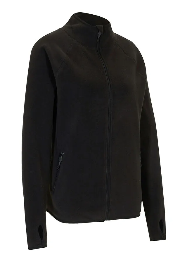 Black polar fleece jacket.