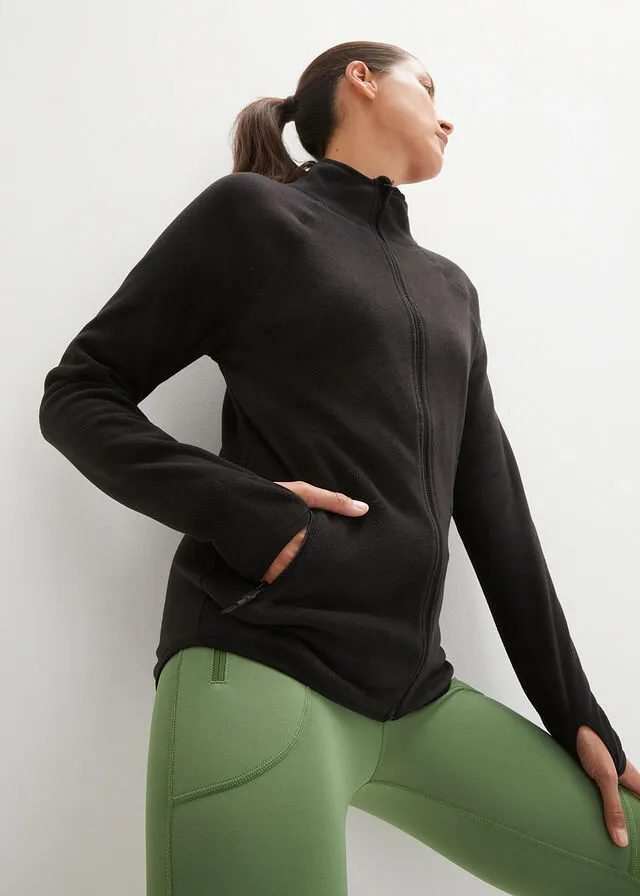 Black polar fleece jacket.