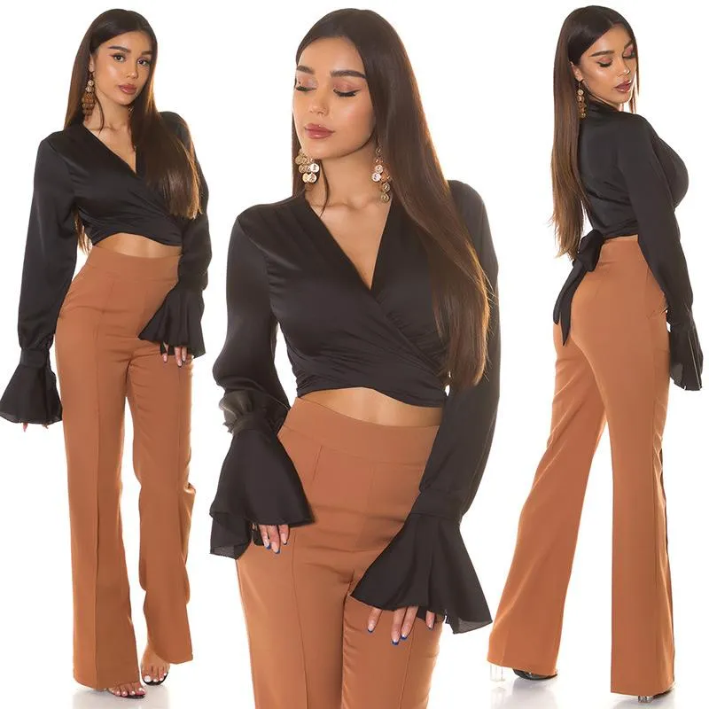 BLACK SATIN TOP CRISS CROSS  RESULT #1