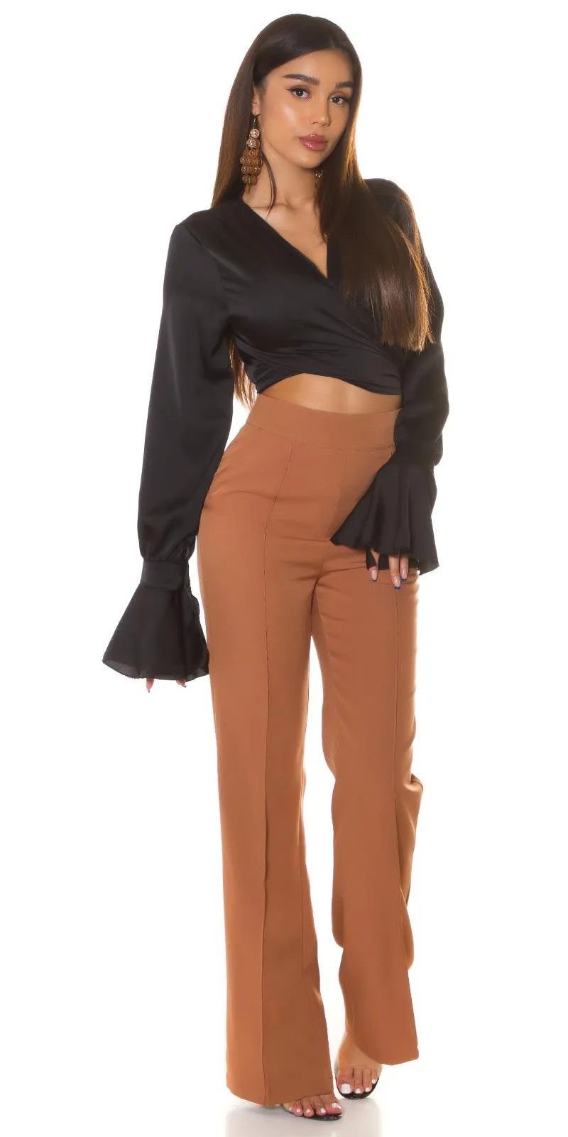BLACK SATIN TOP CRISS CROSS  RESULT #1