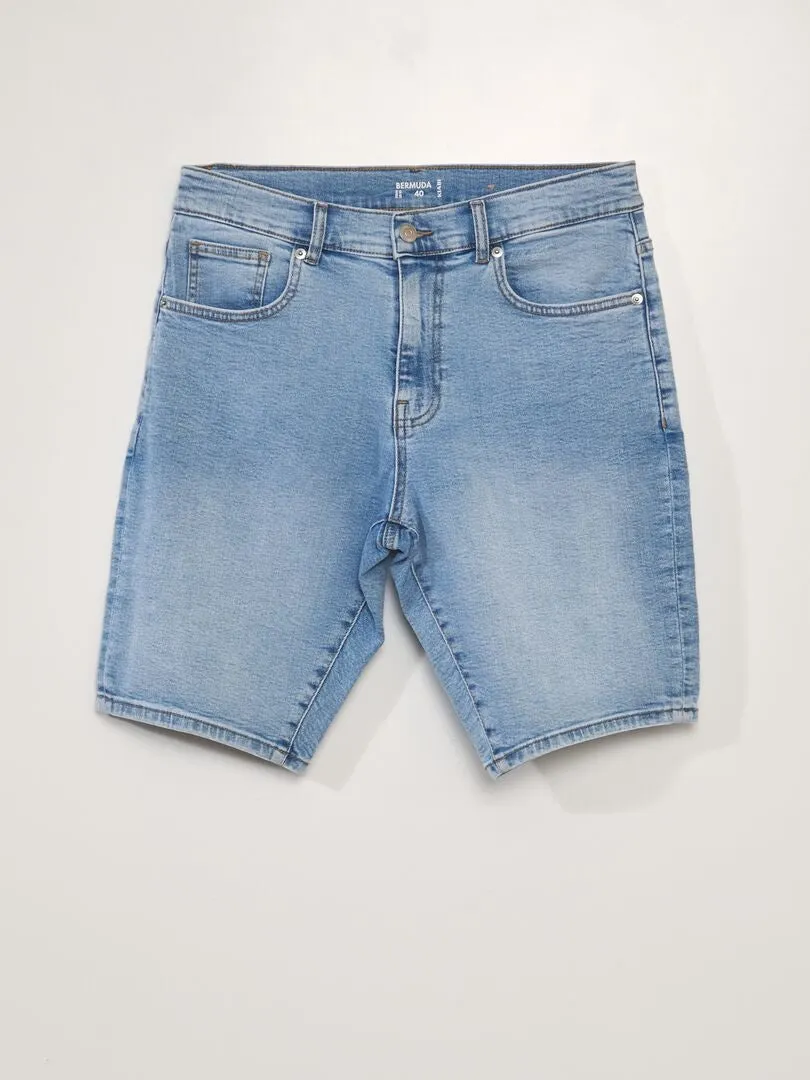 BLUE 5POCKET DENIM BERMUDA SHORTS