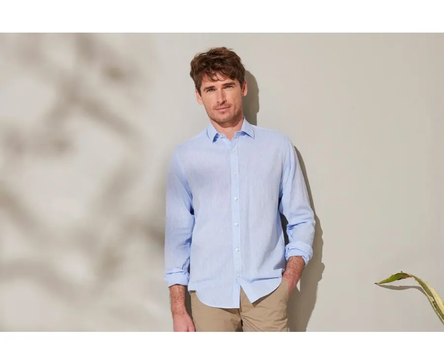 BLUE CHAMBRAY LINEN SHIRT  SILBERT