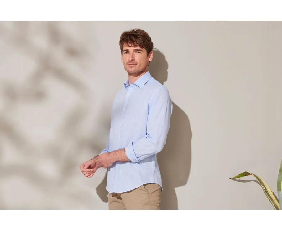 BLUE CHAMBRAY LINEN SHIRT  SILBERT