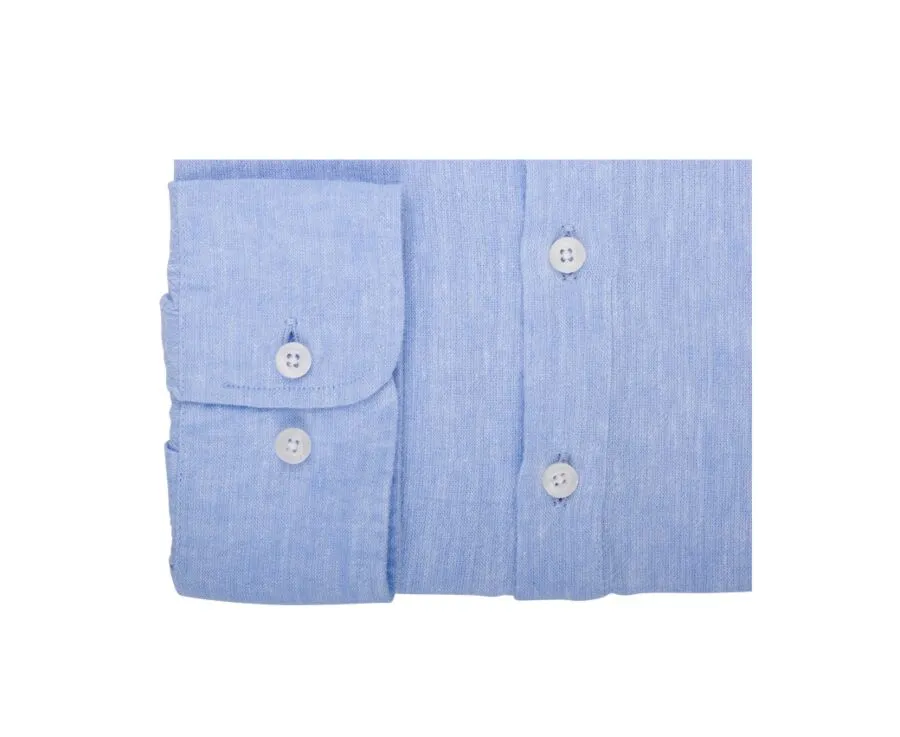 BLUE CHAMBRAY STRIPED LINEN COTTON TUNIC SHIRT  VALBERT