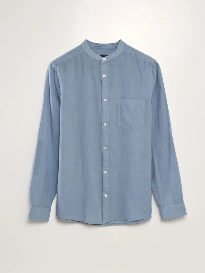 Blue Mao collar shirt.
