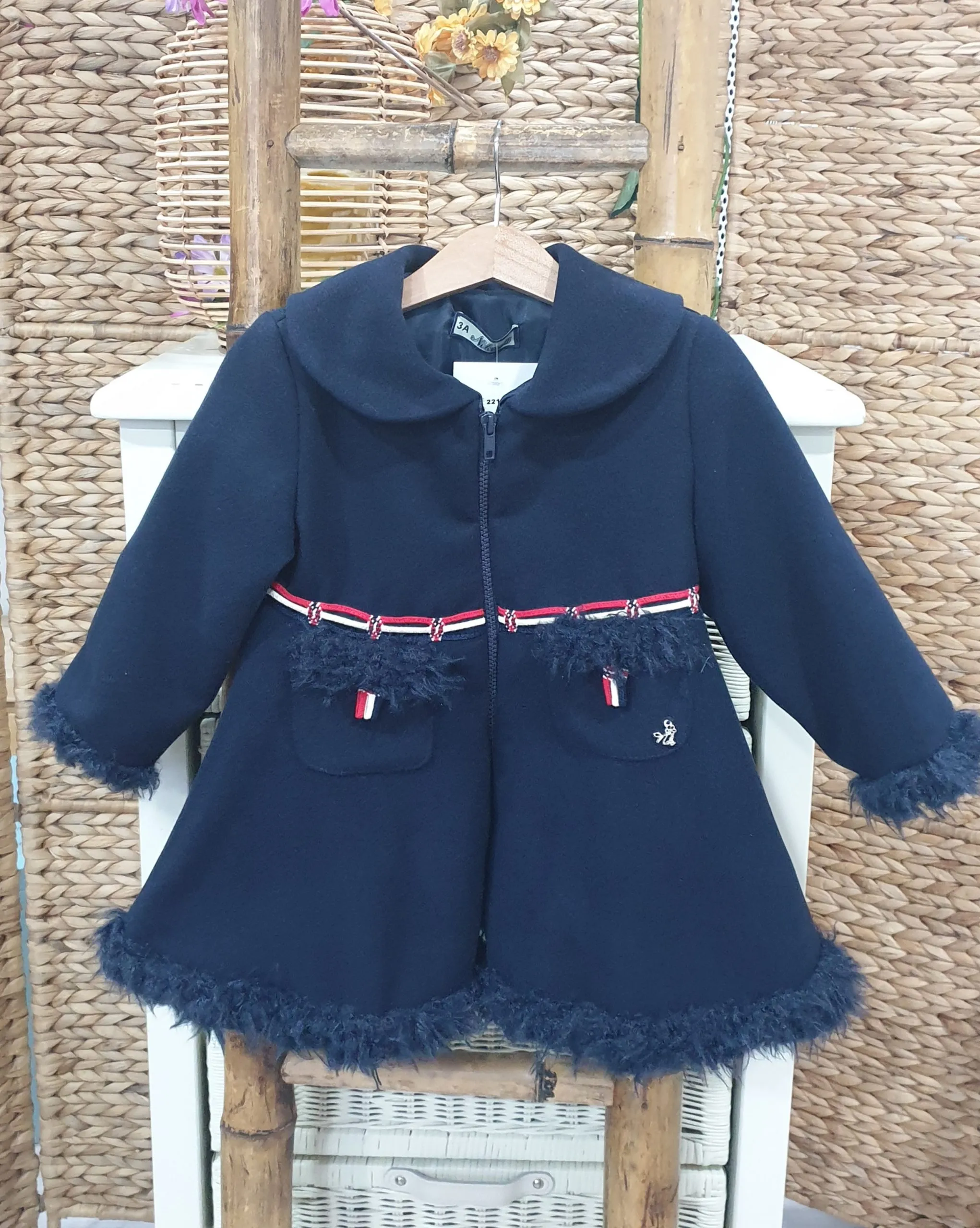 Blue navy girl's muffled coat R460050