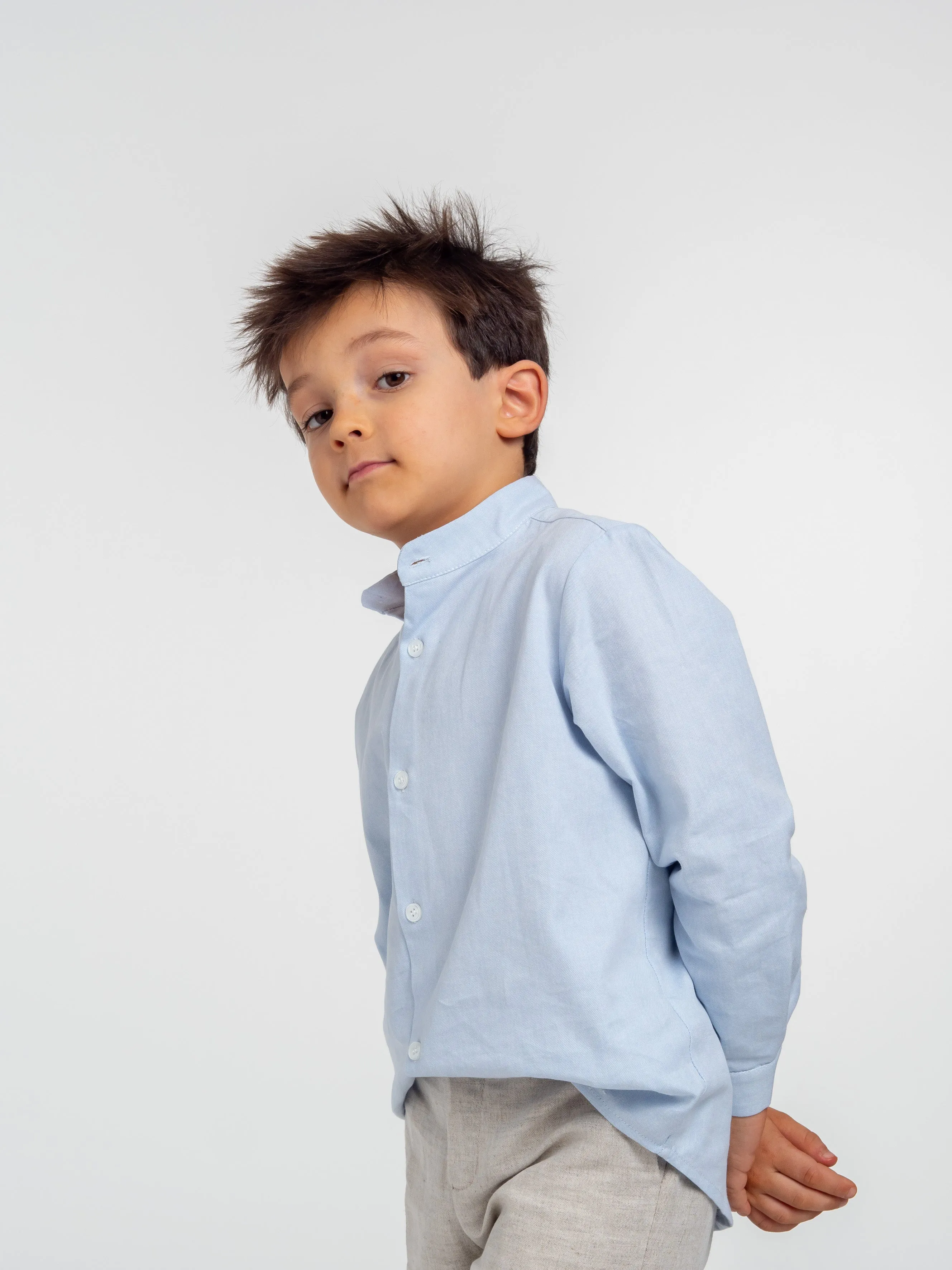 Blue Oxford shirt.