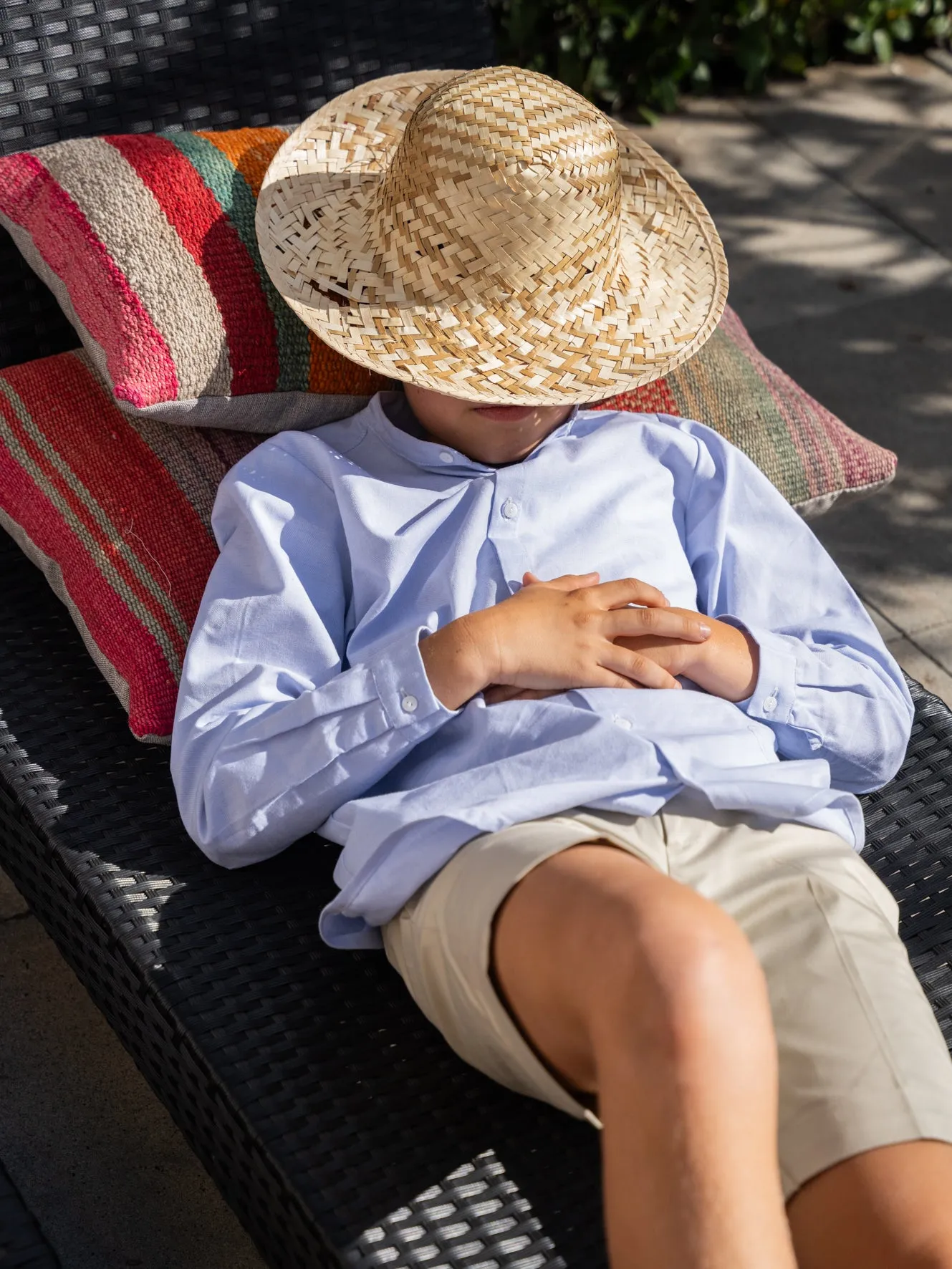 Blue Oxford shirt.