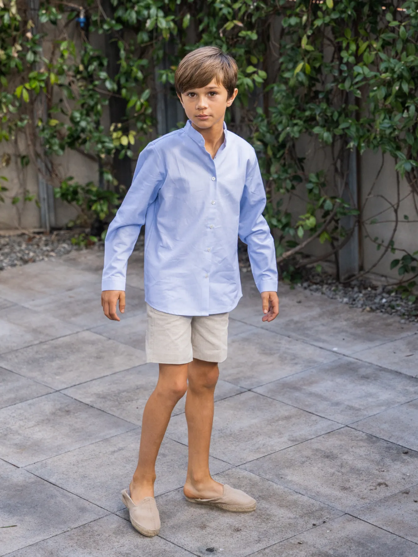 Blue Oxford shirt.