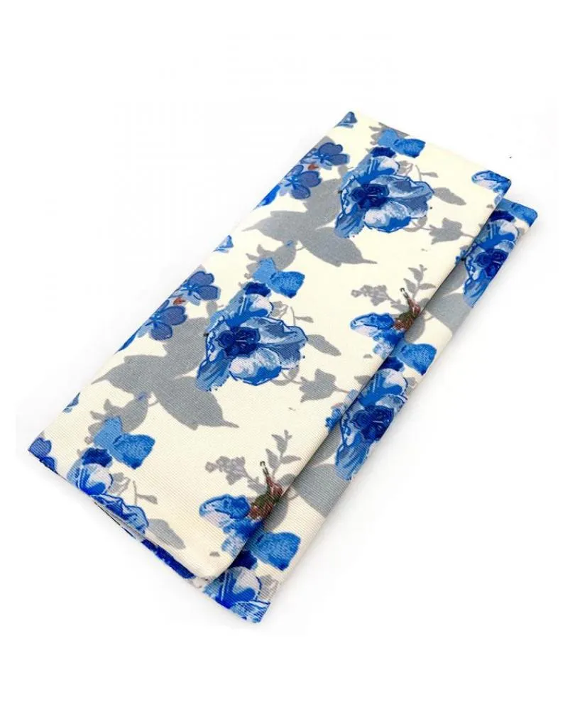 Blue Party Clutch Bag with Floral Print Design